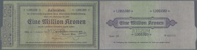 Austria: 1.000.000 Kronen 1922 P. 82s with ”Muster” perforation at center, highly rare banknote issue, with a stronger center fold, light creases at l...
