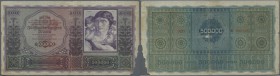 Austria: 500.000 Kronen 1922 P. 84a, large size note, unfortunately with a larger missing part at lower right corner, a center folding, a tiny missing...