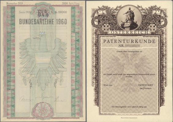 Austria: set of 5 different design trials for bonds or obligations of the ”Wiene...