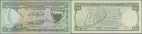Bahrain: 10 Dinars L.1964, P.6 in UNC Rare!