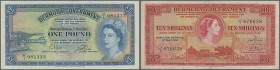 Bermuda: 10 Shillings 1957 P.19 in F and 1 Pound 1957 P.20 in VF (2 pcs.)