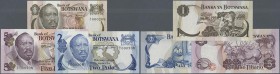 Botswana: set of 3 notes 1, 2 and 5 Pula ND(1976) P. 1-3, all with the same serial number A/1 000208, B/1 000208 and C/1 000208, condition (2x UNC, 1x...