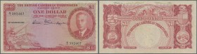 British Caribbean Territories: 1 Dollar 1950, P.1, lightly toned paper with a few folds and traces of tape at upper margin on back. Condition: F/F+
