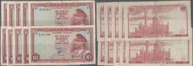 Brunei: Set with 10 Banknotes 10 Ringgit 1967, P.3 in F to VF condition (10 pcs.)