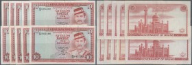 Brunei: Set with 10 pcs. 10 Ringgit 1986, P.8 in about VF condition (10 pcs.)