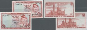 Brunei: set of 2 CONSECUTIVE notes 10 Dollars 1986 P. 8, both in condition: UNC. (2 pcs consecutive)