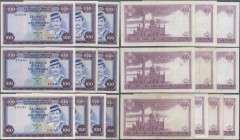 Brunei: large lot of 10 pcs of 100 Ringgit 1983 P. 10, all used, with folds and creases, none with big damages, all still strong paper and nice colors...