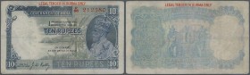 Burma: 10 Rupees ND(1937) P. 2a, pressed but still nice colors, no holes or tears, strongness in paper, condition: F+ to VF-.