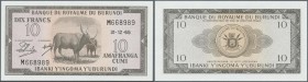 Burundi: 10 francs 1965 P. 9 in condition: UNC.