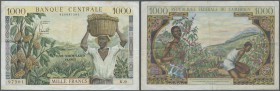 Cameroon: Banque Centrale - République Fédérale du Cameroun 1000 Francs ND(1962), P.12b, vertically folded, some other minor creases in the paper and ...