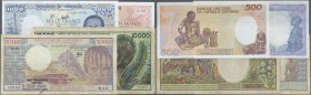 Cameroon: Republique du Cameroun, set with 4 Banknotes containing 1000 and 10.000 Franc s1980's P.21, 23 in F/F-, 500 Francs 1990 and 1000 Francs 1988...