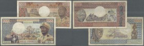 Central African Republic: Republique Centrafricaine pair with 500 and 1000 Francs ND(1974) P.1, 2 with Portrait of President Jean Bedel Bokassa, both ...