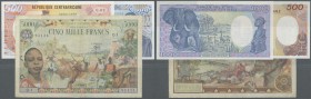 Central African Republic: Republique Centrafricaine set with 3 Banknotes 5000 Francs 1980 P.11 in F/F-, 500 Francs 1987 P.14c in UNC and 1000 Francs 1...