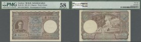 Ceylon: 5 Rupees 1944 P. 36, condition: PMG graded 58 Choice aUNC.