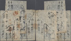 China: set of 3 notes Pawn House Fuxingji containing 1 Yuan - 5 Jiao, 3 Yuan - 2 Jiao and 7 Yuan 1925 P. NL, all notes used with folds and creases, on...