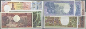 Congo: Republique Populaire Du Congo set with 4 Banknotes 500 Francs ND(1974) P.2 in UNC, 10.000 Francs ND(1983) P.7 in aUNC, 500 Francs 1990 P.8c in ...