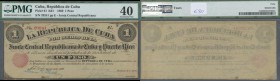 Cuba: La Republica de Cuba 1 Peso 1869, P.61, lightly toned paper with a few minor spots, PMG graded 40 Extremely Fine