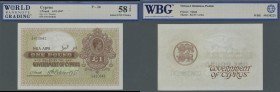 Cyprus: 1 Pound 1947, P.24, minor spots at right border, WBG grading 58 About UNC Choice TOP