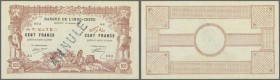 Djibouti: 100 Francs 1920 Banque de l'Indochine with stamp ”Annule” P. 5(s), highly rare in aUNC condition, taken out of the production and marked as ...