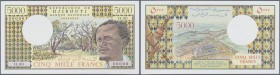 Djibouti: seldom seen 5000 Francs ND(1979-2002) Specimen / Proof P. 38s without watermark, with zero serial numbers, in condition: UNC.