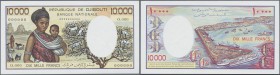 Djibouti: 10.000 Francs ND(1984-99) Specimen P. 39bs, seldom seen with zero serial numbers and without specimen overprint and without watermark, in co...