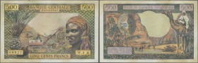 Equatorial African States: Equatorial African States letter ”A” = Chad 500 Francs ND(1963), P.4a, lightly toned paper, otherwise perfect, condition: X...