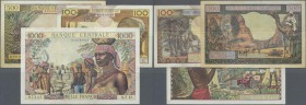 Equatorial African States: Banque Central Etats de l'Afrique Equatoriale set with 3 Banknotes 100 Francs ND(1963) P.3c in F, 500 Francs ND(1963) P.4e ...