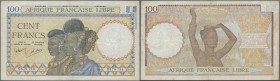Equatorial African States: 100 Francs ND Afrique Francaise Libre with letter ”G” = Cameroun, light folds and several pinholes in paper, no tears, stil...
