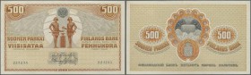 Finland: 500 Markkaa 1909 P. 23, light center fold, otherwise perfect, condition: XF+ to aUNC.