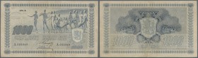 Finland: 1000 Markkaa ND(1939) P. 67A, rare issue, used with vertical and horizontal fold, probably pressed, no holes or tears, condition: F+.