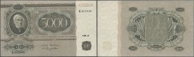 Finland: 5000 Markkaa 1945 P. 83a, only a light center and horizontal fold, crisp original paper, bright original colors, no holes or tears, condition...