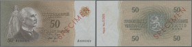 Finland: 50 Markkaa 1963 Specimen P. 105s, zero serial numbers, red specimen overprint, condition: aUNC (light dints at right).