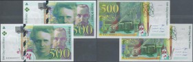 France: set of 2 notes 500 Francs 1994 P. 160a Curie, both in condition: aUNC.