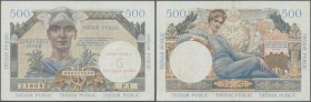 France: 5 NF on 500 Francs ND Tresor Public P. M14, used with folds in paper, probably pressed, no holes or tears, no repairs, condition: F+.