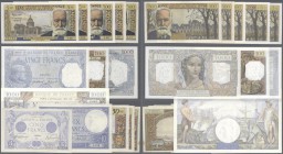 France: set of 66 banknotes containing 50 Francs Racine 1971,74,67 (F), 10.000 Francs 1954 (F), 20 Francs 1947 (VF), 9x 5 francs 1916 P. 70 (2x VF, F,...