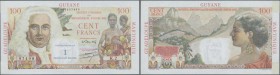 French Antilles: 1 NF on 100 Francs ND P. 1a, unfolded, light handling in paper, to tape pieces at corners on back (from attachment to somewhere), no ...
