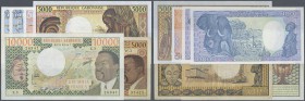 Gabon: Very nice set with 6 Banknotes Republique Gabonaise comprising 5000 and 10.000 Francs 1970's P.4b, 5a in F, 5000 Francs 1980's P.6b in aUNC, 50...