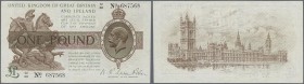 Great Britain: 1 Pound ND P. 359a, light folds in paper, pressed, a few pinholes at left, no tears, still strongness in paper and nice colors, conditi...
