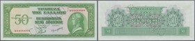 Greece: 50 Nea Drachma ND(1953) P. 185D, rare note, specimen with zero serial numbers and ”cancelled” perforation, 3 light dints in paper, never folde...