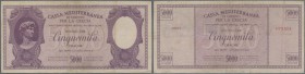 Greece: 5000 Drachmai ND(1941) P. M7, vertical and horizontal folds, 3 minor border tears (2mm), no holes, still strong paper, light stain at upper bo...