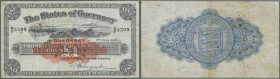 Guernsey: 1 Pound 1939 P. 16a, a highly rare note with vertical and horizontal folds, light stain along 2 vertical folds on back, some stain dots in p...