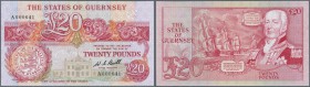 Guernsey: 20 Pounds ND(1980-89) P. 51a with low serial number A000641 in condition UNC.