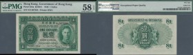 Hong Kong: 1 Dollar 1949 P. 324a, condition: PMG graded 58 Choice aUNC EPQ.