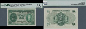 Hong Kong: 1 Dollar 1952 P. 324b in condition: PMG graded 58 Choice aUNC.
