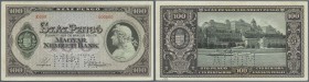 Hungary: Magyar Nemzeti Bank, 100 Pengö 1926 MINTA (Specimen), P.93s, vertical fold at center, some minor stains. Rare! Condition: VF+