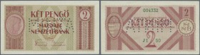 Hungary: Magyar Nemzeti Bank, 2 Pengö 1938 MINTA (Specimen), P.103s, slightly edge bend at lower left, otherwise perfect. Rare! Condition: XF+