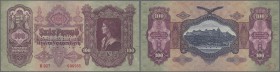 Hungary: 100 Pengö 1930 Specimen, P.112s with perforation ”MINTA”, some minor creases and lightly toned paper, graffiti ”53” at lower right on back. C...