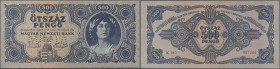 Hungary: 500 Pengö 1945 Specimen, P.117s with perforation ”MINTA”, vertically folded and tiny dint at upper right corner. Condition: VF+