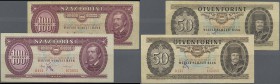 Hungary: Very interesting set with 4 Banknotes, comprising 2 x 50 Forint 1986 and 2 x 100 Forint 1984, P.170g, 171g, all 4 with original signatures of...