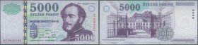 Hungary: 5000 Forint 1999, P.182 with very low serail number BF 0000103 in UNC condition